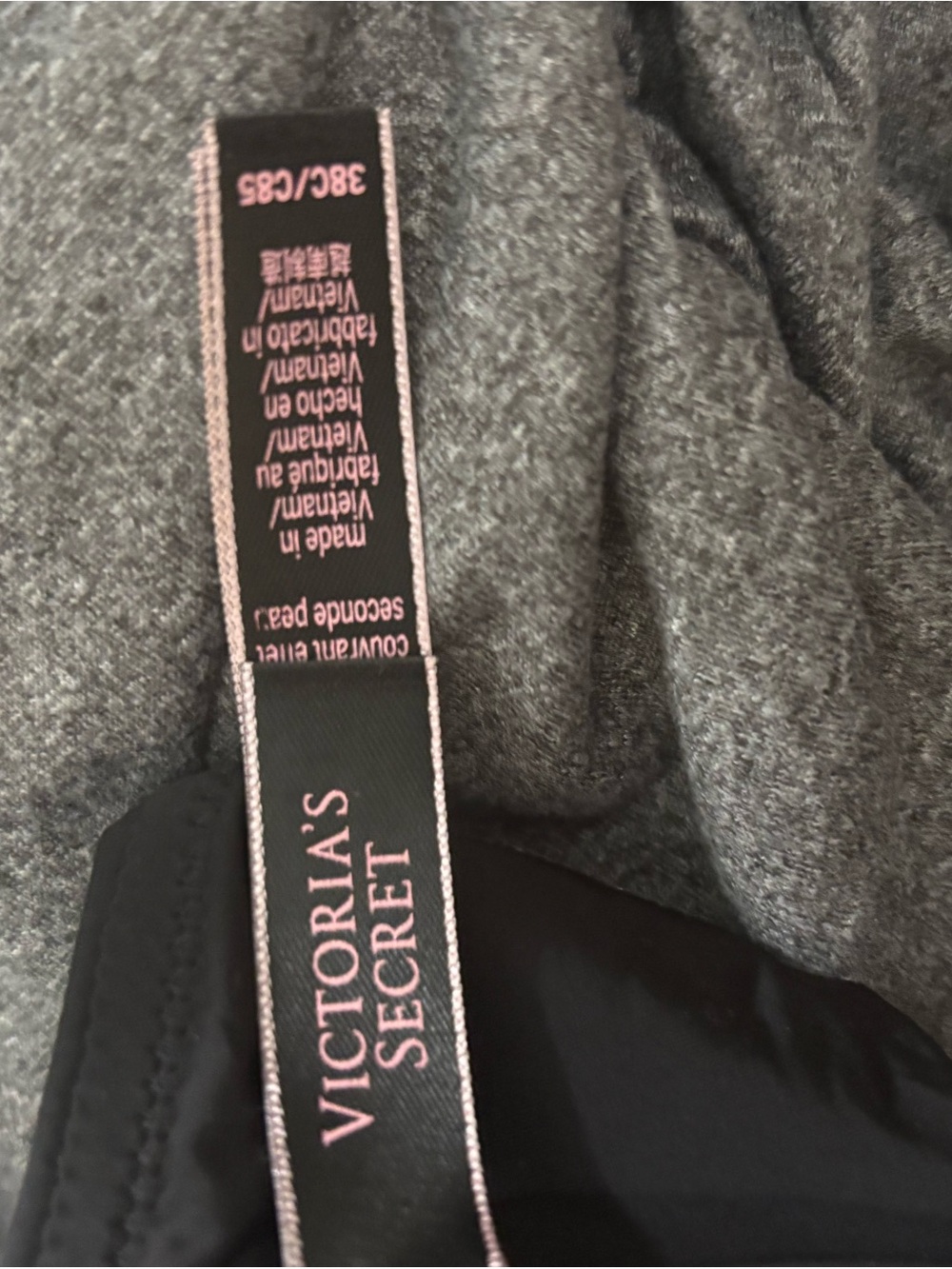 Victoria's Secret Black Front-Closure Push-Up Bra with Striped Straps 38C EUC - Picture 3 of 4